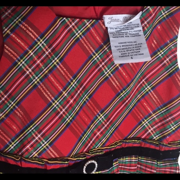 JONA MICHELLE Tartan Plaid Formal Festive Dress With Crushed Velvet Red Age 6Y - Picture 5 of 7